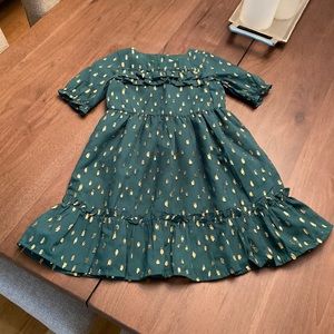 EUC Janie and jack metallic embroidered ruffle dress.